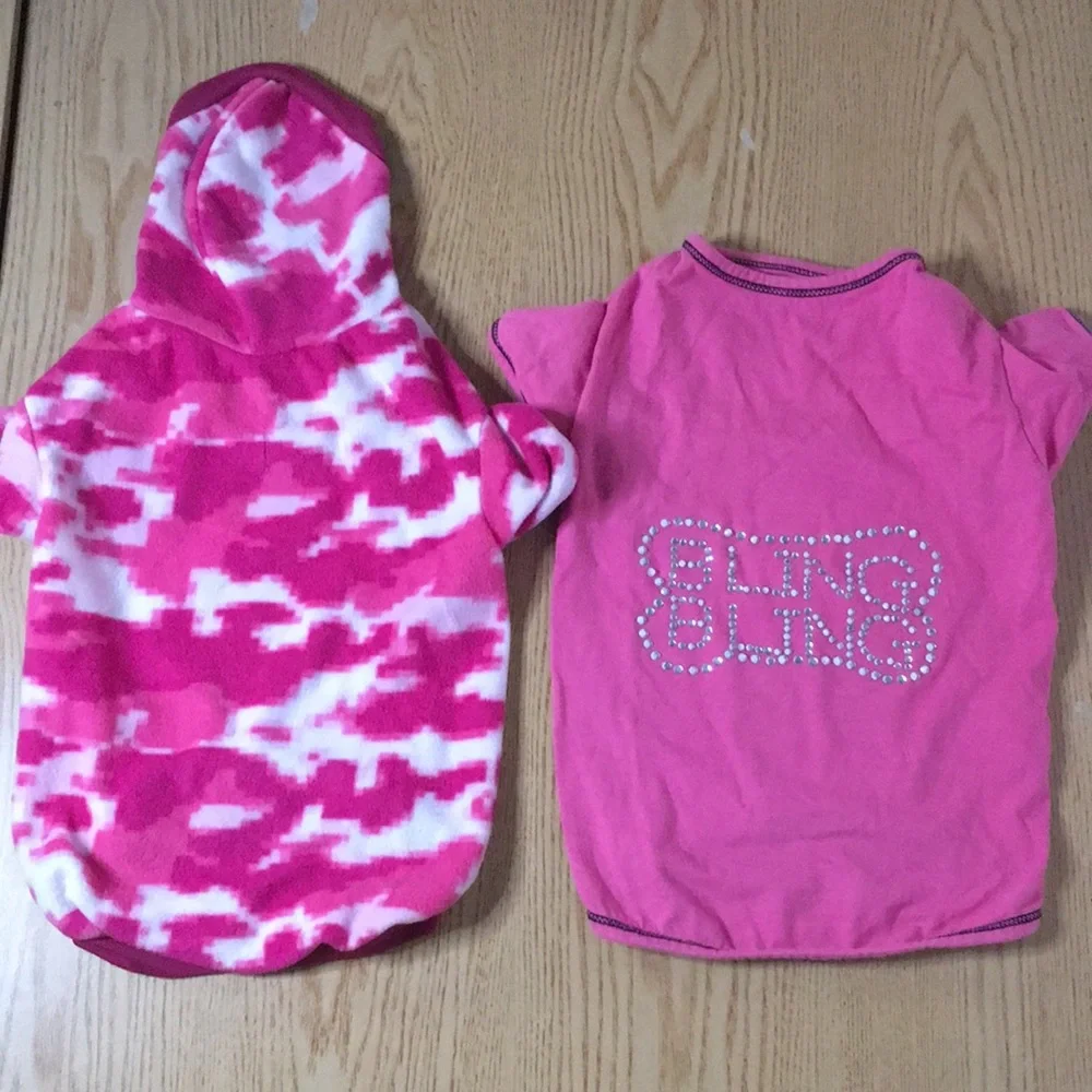 Bundle Of 2 Doggie Shirts Size Small 10” Waist 13-14” Length